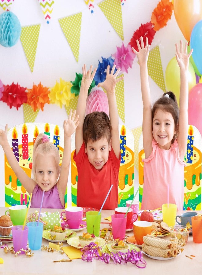 COCHIE 2 PCS Birthday Chair Cover Colorful Birthday Chair Covers for Classroom Office Home Kids Birthday Party Decor - Image 4